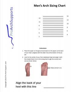 ProArchSupports.com, Pro Arch Supports Arch Sizing Guide, Arch Sizing Guide, Arch Sizing Chart,